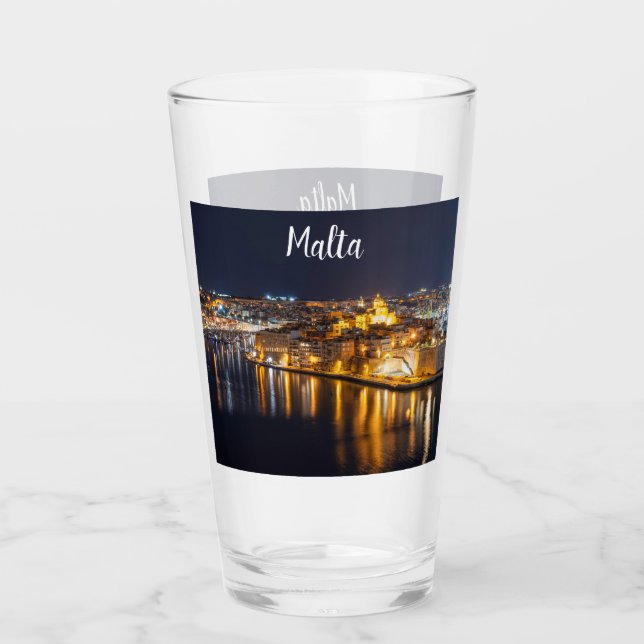 Hamnen i Malta belyses nattetid Glaskopp (Framsida)