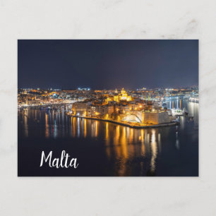 Hamnen i Malta belyses nattetid Vykort