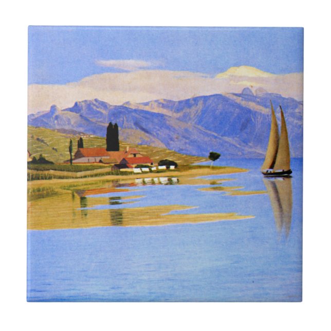 Hamnen i Pully, finkonst, Kakelplatta (Framsidan)