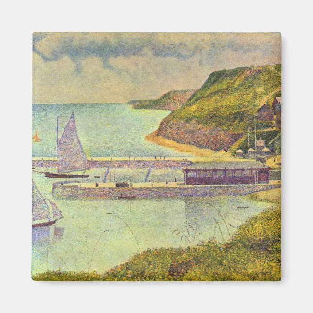 Hamnen Port-en-Bessin högvatten av Georges Seurat Magnet (Framsidan)