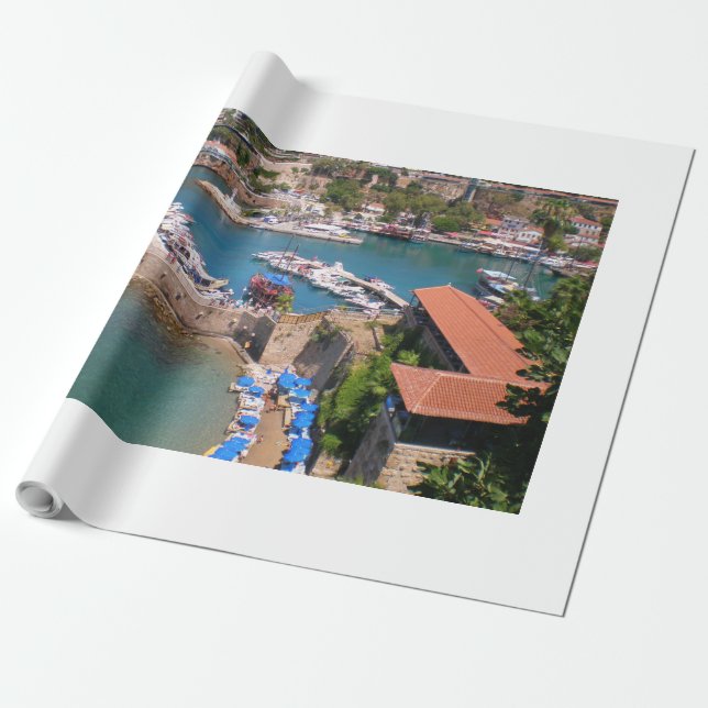 Hamnen, stranden Mermerly i staden Antalya Presentpapper (Utrullad)