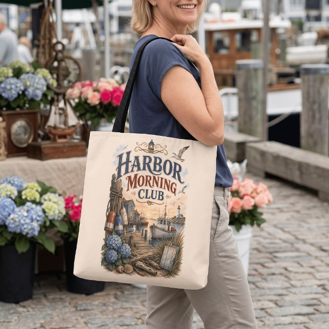 Hamnmorgonklubb Kustfyr Tygkasse (Harbor Morning Club Coastal Lighthouse Tote Bag)