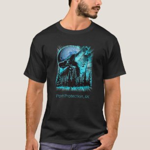 Hamnskydd Alaska Howling Varg Måne Forest Na T Shirt