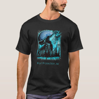 Hamnskydd Alaska Howling Varg Måne Forest Na T Shirt
