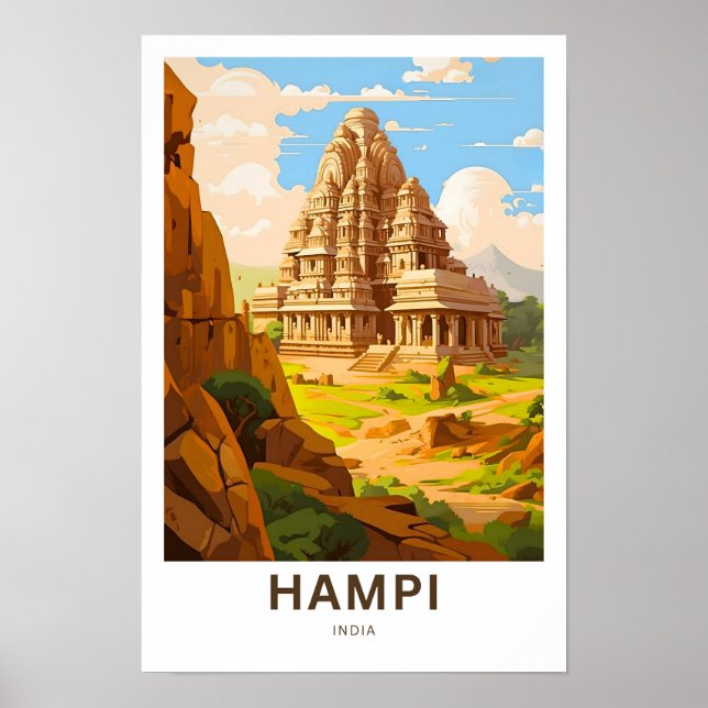 Hampi India Travel Print Poster (Framsidan)