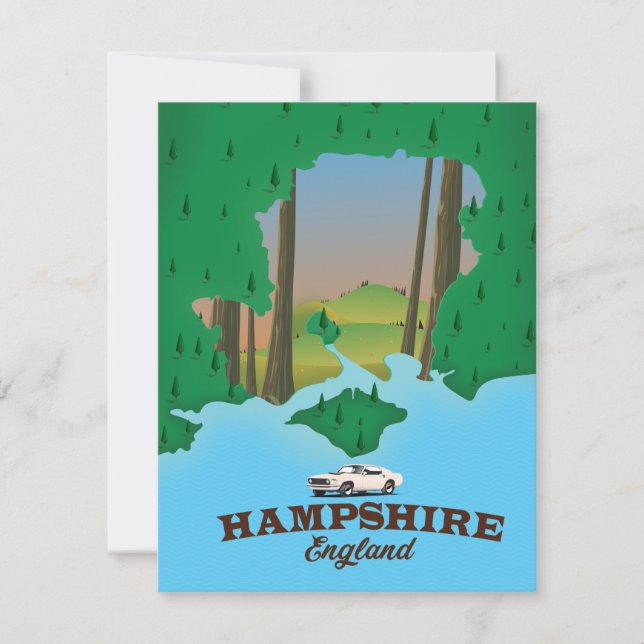 Hampshire England vintage resor poster. (Framsida)