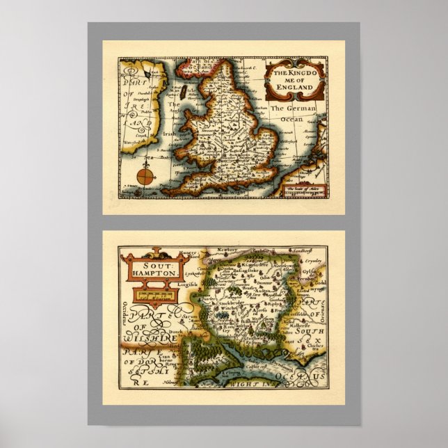 Hampshire, Southampton County England Historic Kar Poster (Framsidan)