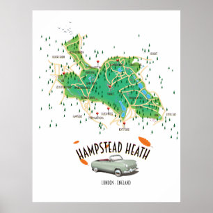 Hampstead Heath London England karta Poster