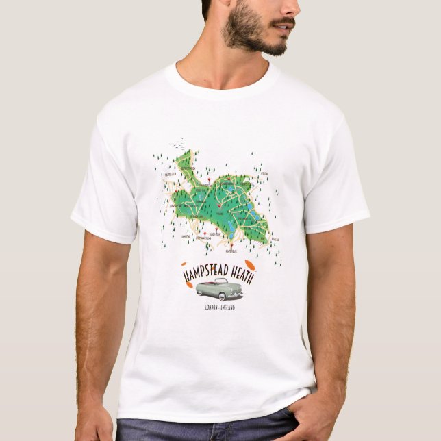 Hampstead Heath London England karta T Shirt (Framsida)