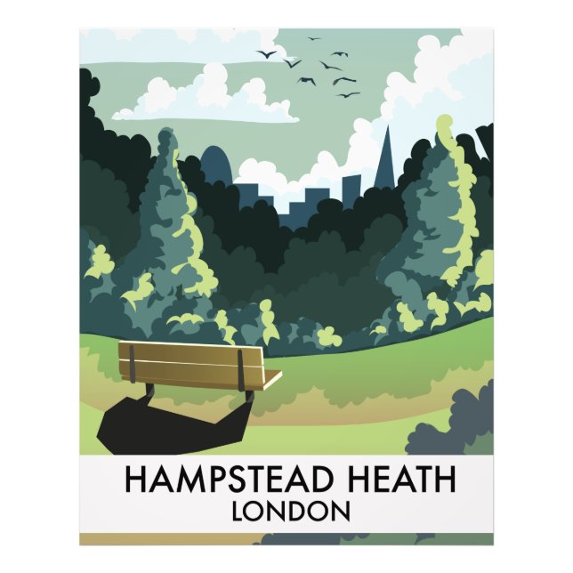 Hampstead Heath London resemålning affisch. Fototryck (Framsidan)