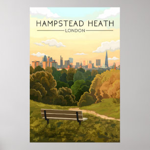 Hampstead Heath London Siluett Resoraffisch Poster