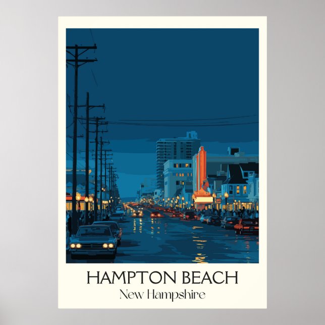 Hampton Beach New Hampshire Natt Poster (Framsidan)