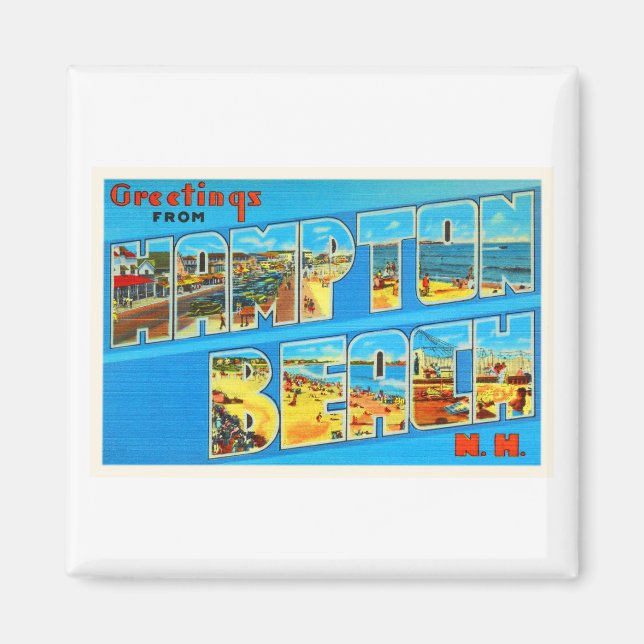 Hampton Beach New Hampshire NH Old Travel Souvenir Magnet (Framsidan)