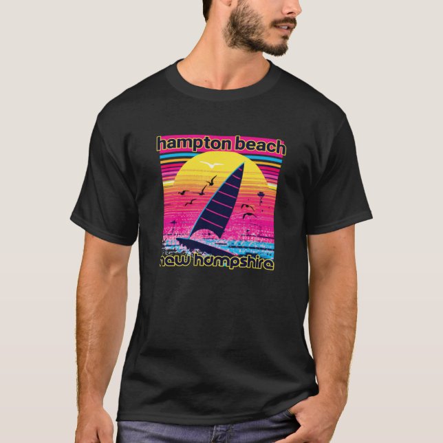 Hampton Beach Retro 80s Stil Souvenir Beach T Shirt (Framsida)