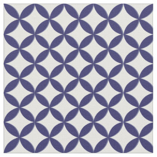 Hampton Blue och White Geometric Circle Patternate Tyg