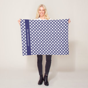 Hampton Blue White Snyggt Geometric Patternated Fleecefilt