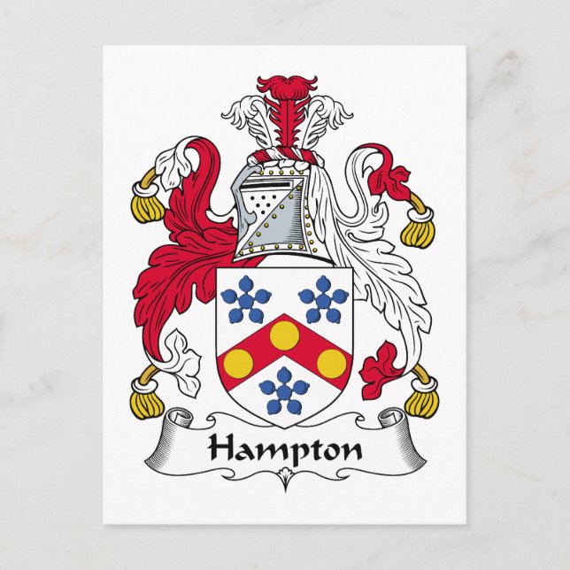 Hampton Family Crest Vykort (Framsida)