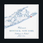 Hampton Montauk Destination Wedding Favor Magnet<br><div class="desc">Snabb och enkel beställning! Den här reklammagneten för Montauk-destinationen är en perfekt att inkludera med välkomstpåsgodis för dina Hamptons bröllopsgäster, eller anpassa dem för din bröllopsfest. Kärnan är över Montauk, men du kan flytta hjärtat genom att klicka på "Redigera med design verktyg" under "Personalisera". Dessa anpassningsbar Long Island bröllop-magneter är...</div>