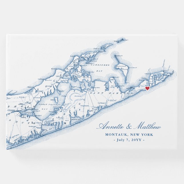 Hampton Montauk Navy Blue Destination Wedding Gästböcker (Framsida)