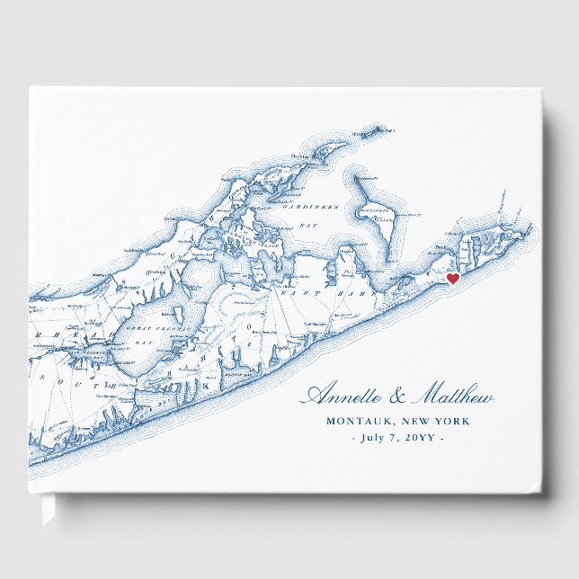 Hampton Montauk Navy Blue Destination Wedding Gästböcker (Framsida)