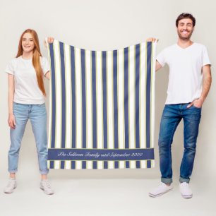 Hampton Nautical Navy och White Boating Rand Fleecefilt