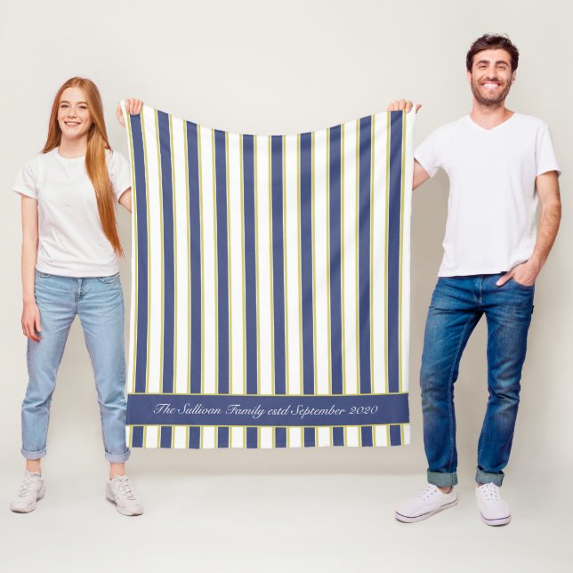 Hampton Nautical Navy och White Boating Rand Fleecefilt (På plats)