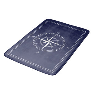 Hampton Navy och White Nautical Frakt Compass Ro Badrumsmatta