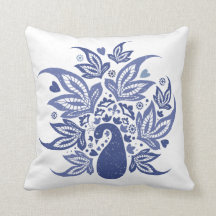 Hampton Stil Blue och White Bohemian Peacock
