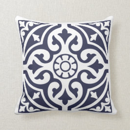 Hampton Stil Blue och White Moroccan Tile Kudde
