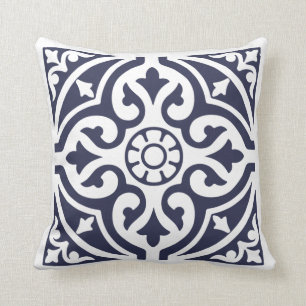 Hampton Stil Blue och White Moroccan Tile Kudde