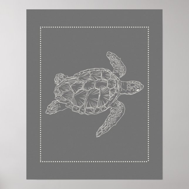 Hampton Stil Turtle Print Poster (Framsidan)