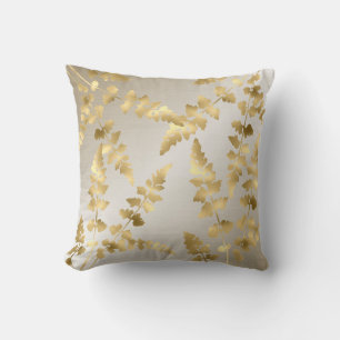 Hampton vid Metallic Bronze White Guld löv Kudde