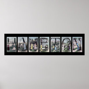 HAMPTON Vintage Alphabet Brev Namn Art Poster