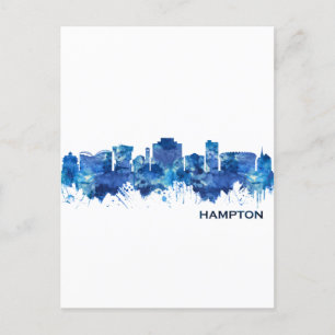 Hampton Virginia Skyline Blue Inbjudan Vykort