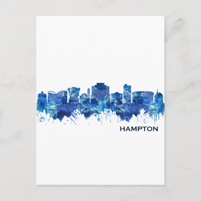 Hampton Virginia Skyline Blue Inbjudan Vykort (Framsida)