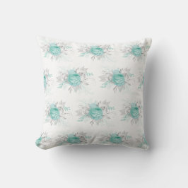 HAMPTONS AQUA BLOMMIGT CUSHION PÅ dubblan Kudde