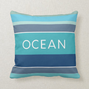 Hamptons Beach House Ocean Blue Stripe Kudde