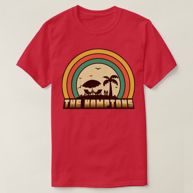 Hamptons Beach Retro Sunset Stil T Shirt (Design framsida)