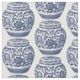 Hamptons Blue and White Ginger Burk Vas Mönster Tyg