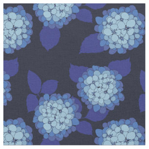 Hamptons Blue Hydrangeas Blommönster Tyg