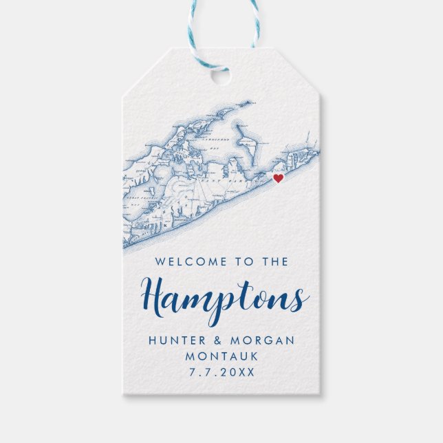 Hamptons Elegant Modern Navy Wedding Favor Presentetikett (Framsidan)