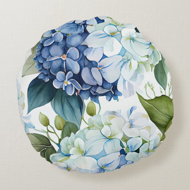 Hamptons Hydrangeas Cushion Rund Kudde (Baksidan)