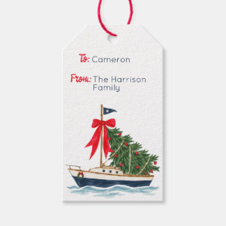 Hamptons jul nautisk segelbåt presentetikett