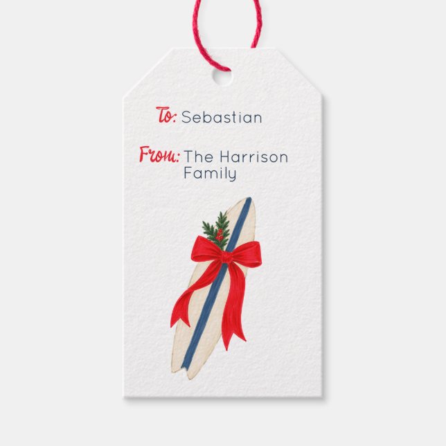 Hamptons jul surfbräda presentetikett (Framsidan)