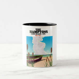 Hamptons Long Island NYC, reseaffisch. Två-Tonad Mugg