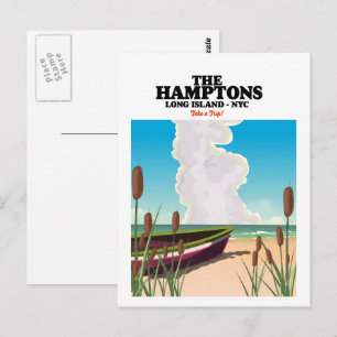 Hamptons Long Island NYC, reseaffisch. Vykort