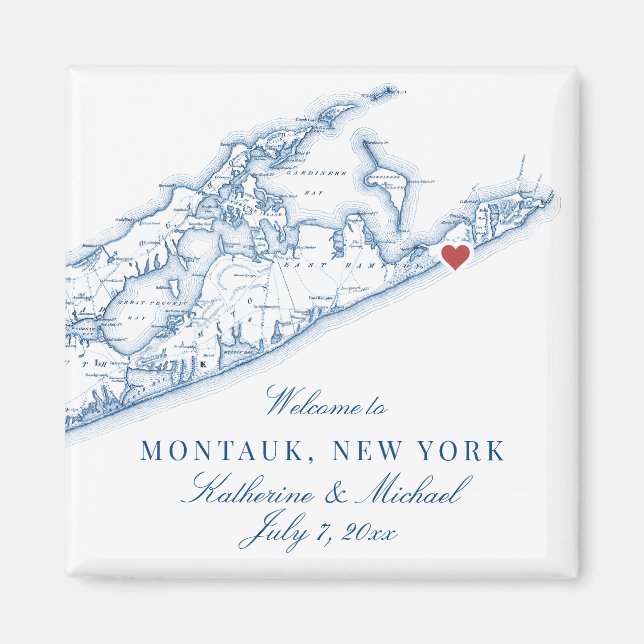 Hamptons Montauk Destination Bröllopsgåva Magnet (Framsidan)