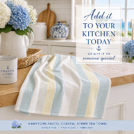 Hamptons Pastell Kuststrimma Boutique Kökshandduk