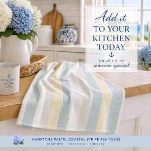 Hamptons Pastell Kuststrimma Boutique Kökshandduk