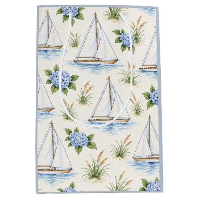 Hamptons Segelbåt Blå Hortensia Kustnära (Framsidan)